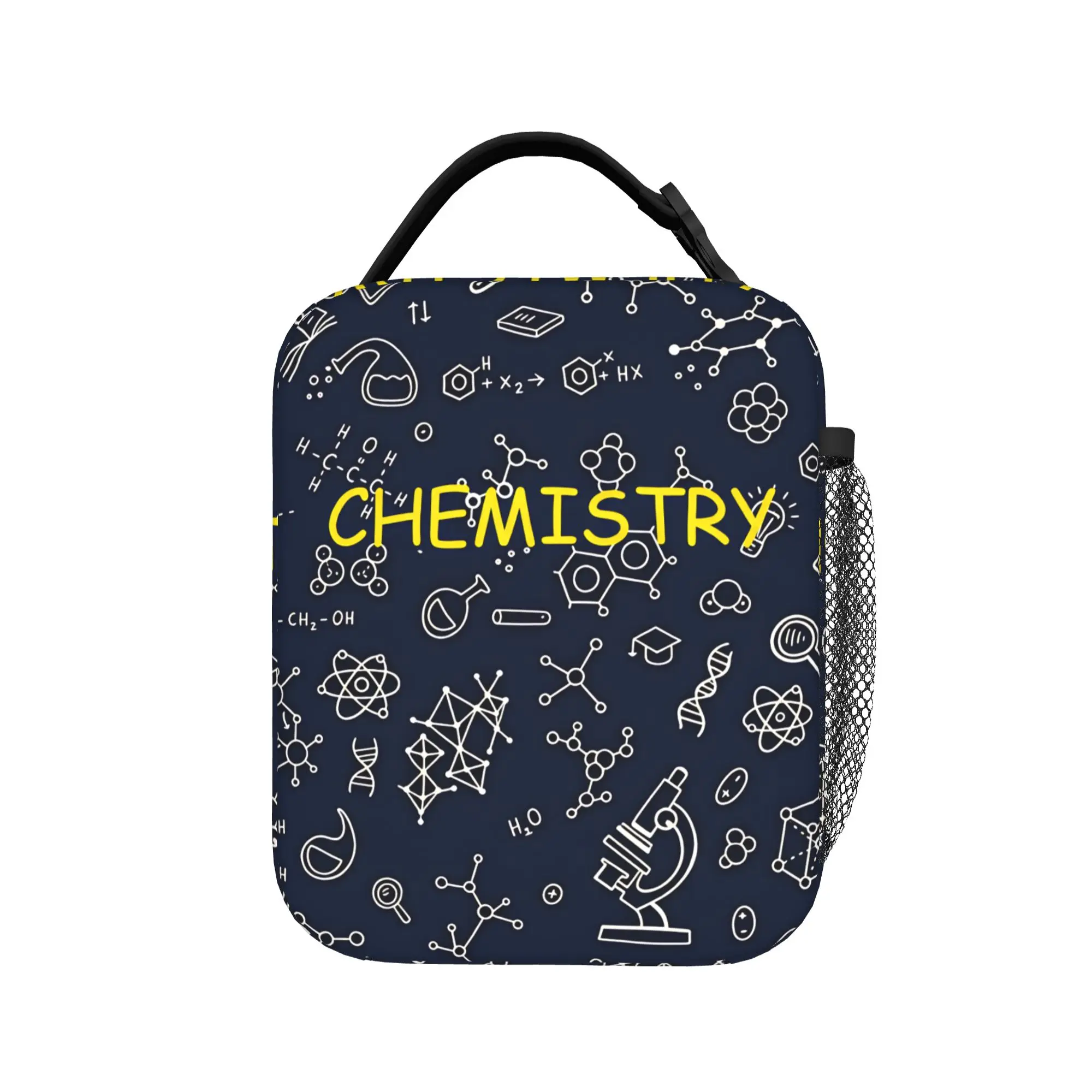 Chemistry Chalkboard Doodle Pattern Lunch Bag Fashion Office Lunch Box Custom Portable Thermal Tote Handbags