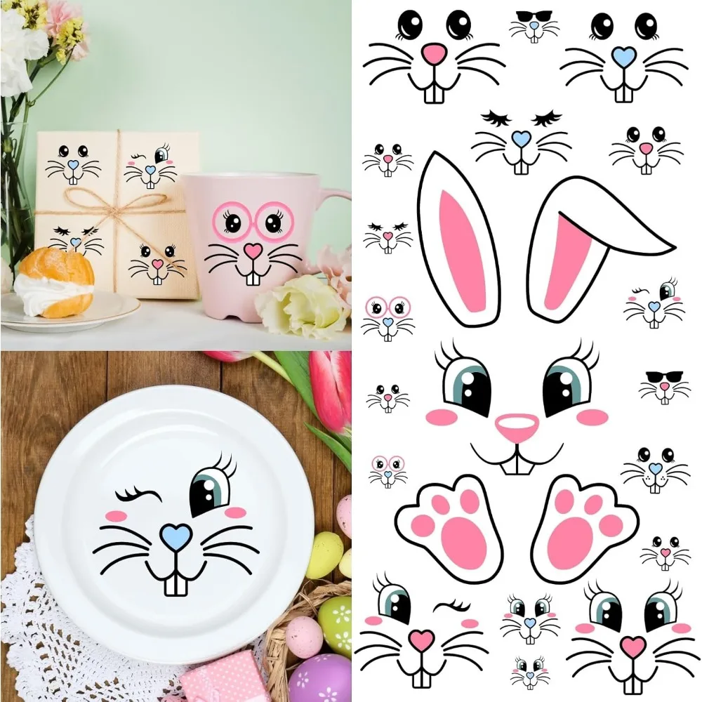 

28 шт. пасхальные наклейки для украшений, наклейки с кроликом, съемные пасхальные украшения, виниловые художественные наклейки «сделай сам», для бутылок/кролика на холодильник