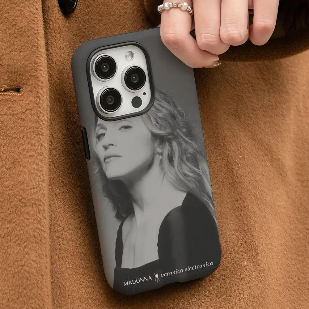 

M-Madonna Veronica Electronica Phone Case For iPhone 16 15 14 13 Pro Max Plus Glossy HD Double-Layer Liquid Back Film Hard Shell