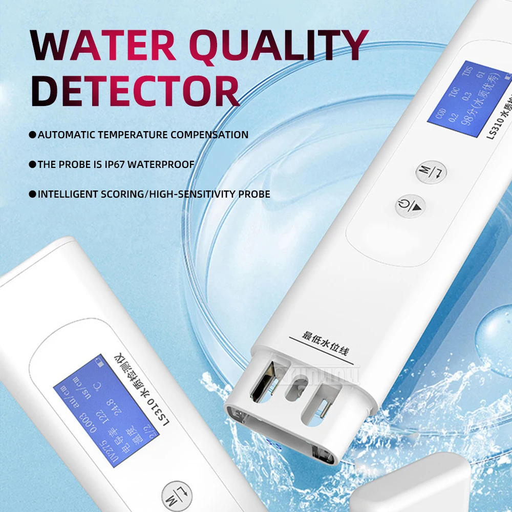 6-Parameter Water Quality Tester: Home-Use Tap Water and Drinking Water Mineral Impurity Testing Pen