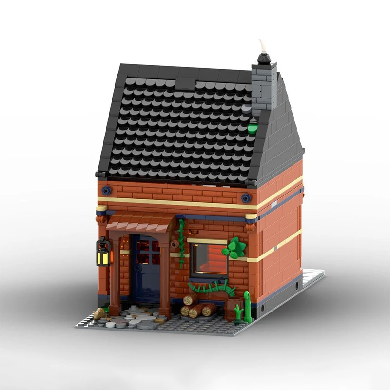 Série de arquitetura modular medieval, casa do trabalhador, montagem de bloco de construção moc, modelo de tecnologia, brinquedos de tijolos, presentes de aniversário