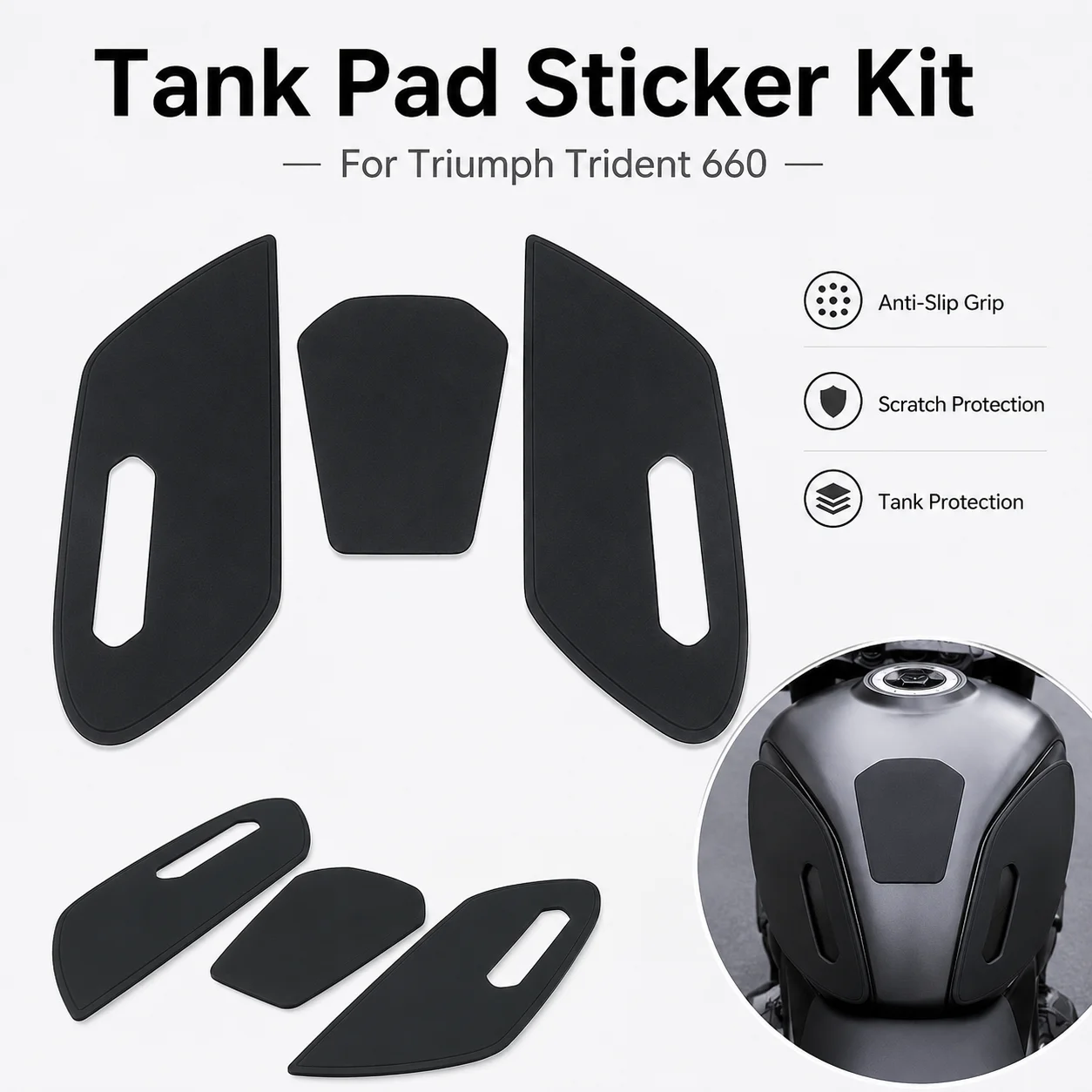 Fuel Tank Grip Pad Motorcycle Anti-Slip Anti-Scratch Sticker Compatible With Triumph Trident 660