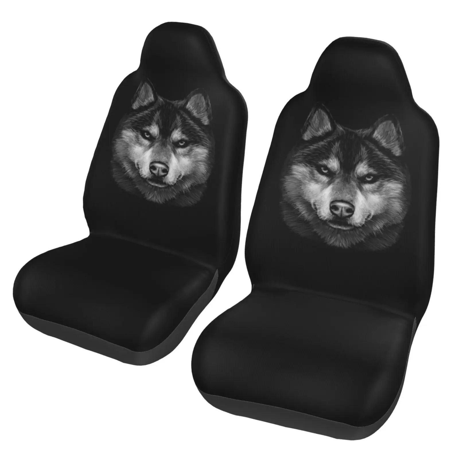 Siberian Husky Printed Car Seat Cover - 2 Pieces for The Front Row - Car Seat Cover - Car Accessory