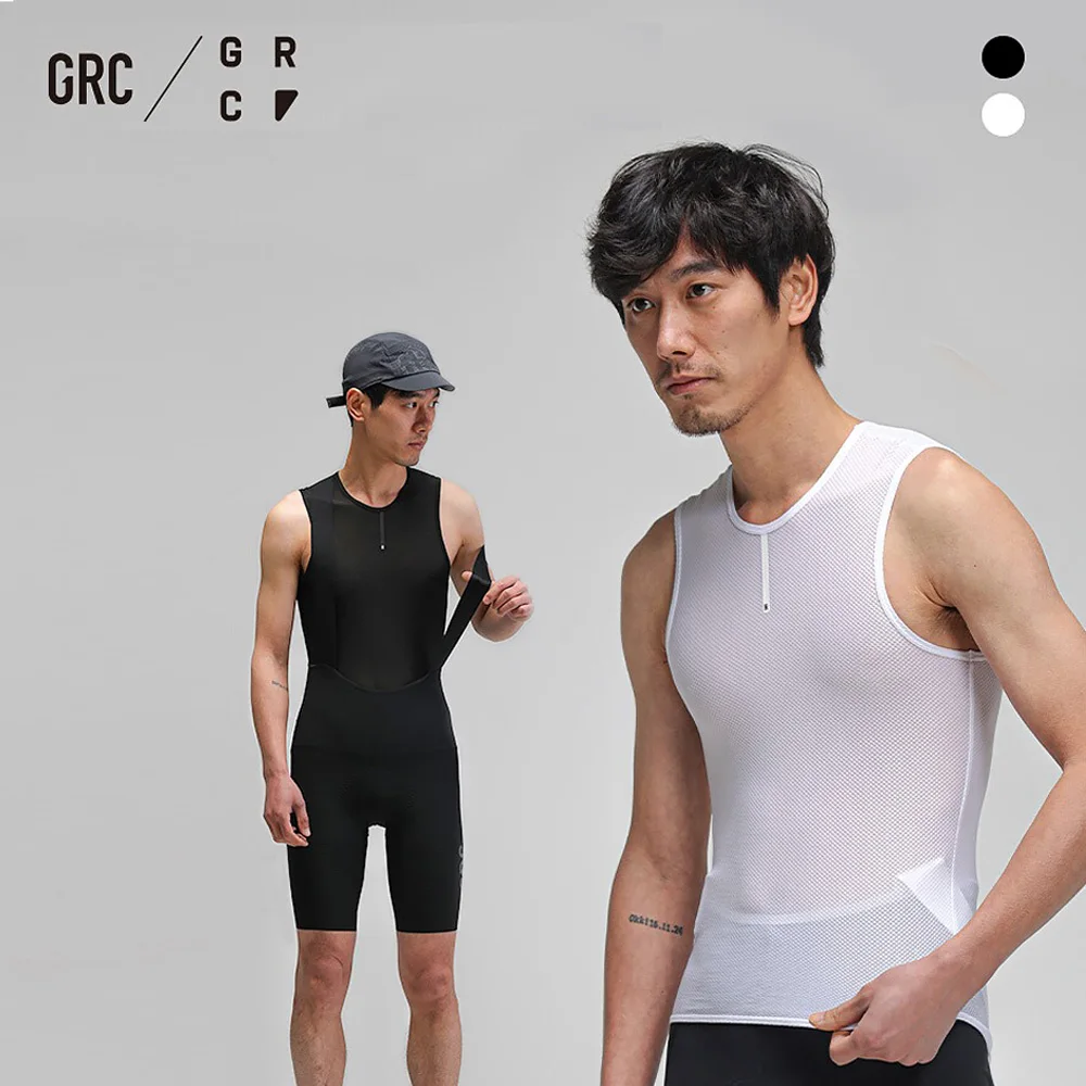 

GRC Men’s Cycling Base Layer Vest Sleeveless Sports Shirt TECH Lightweight Breathable Quick Dry Undershirt
