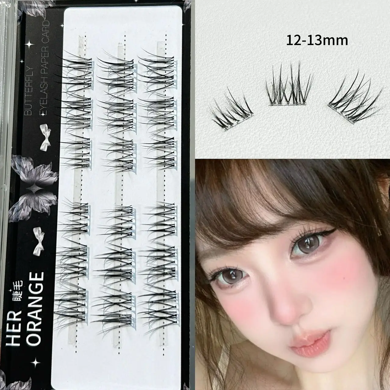 Herorange Light Mint Upper Lashes 28 36 60Bundles Segmented Easy Apply Remove Natural Daily Comic Eye Makeup