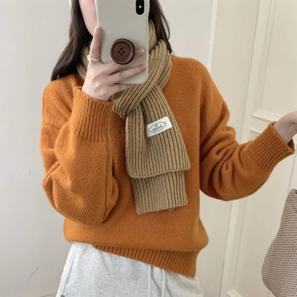 

Зимняя мода, однотонный женский вязаный шарф, утепленные ветрозащитные длинные шарфы, мягкие шали на шею