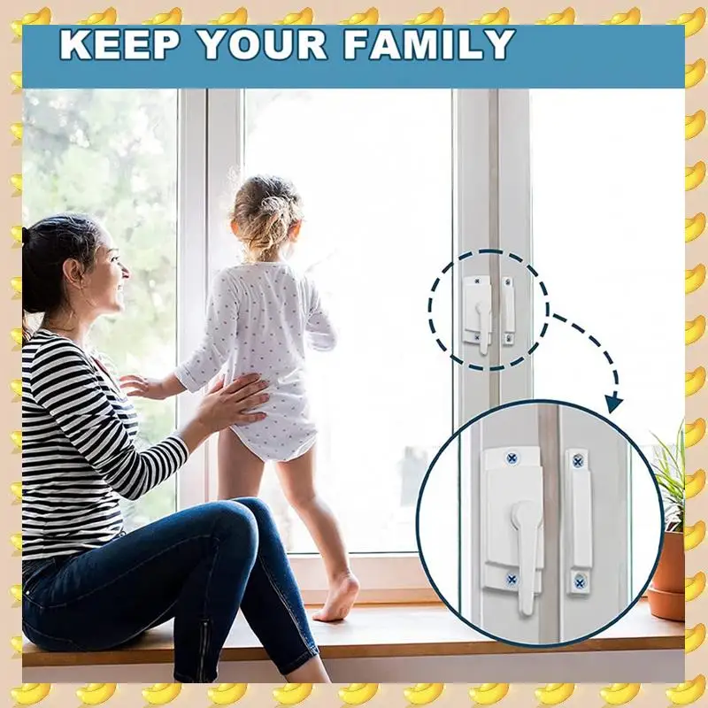 

A45U 4 Pack Window Sash Locks, Window Latches Replacement Sash Locks White Fits Horizontal Sliding Window
