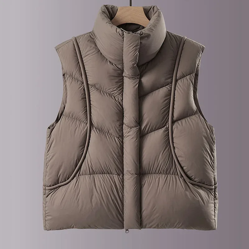 2025 nuevo chaleco de mujer muy esponjoso 90 chaleco de plumón de pato blanco moda femenina Otoño Invierno chaleco de mujer