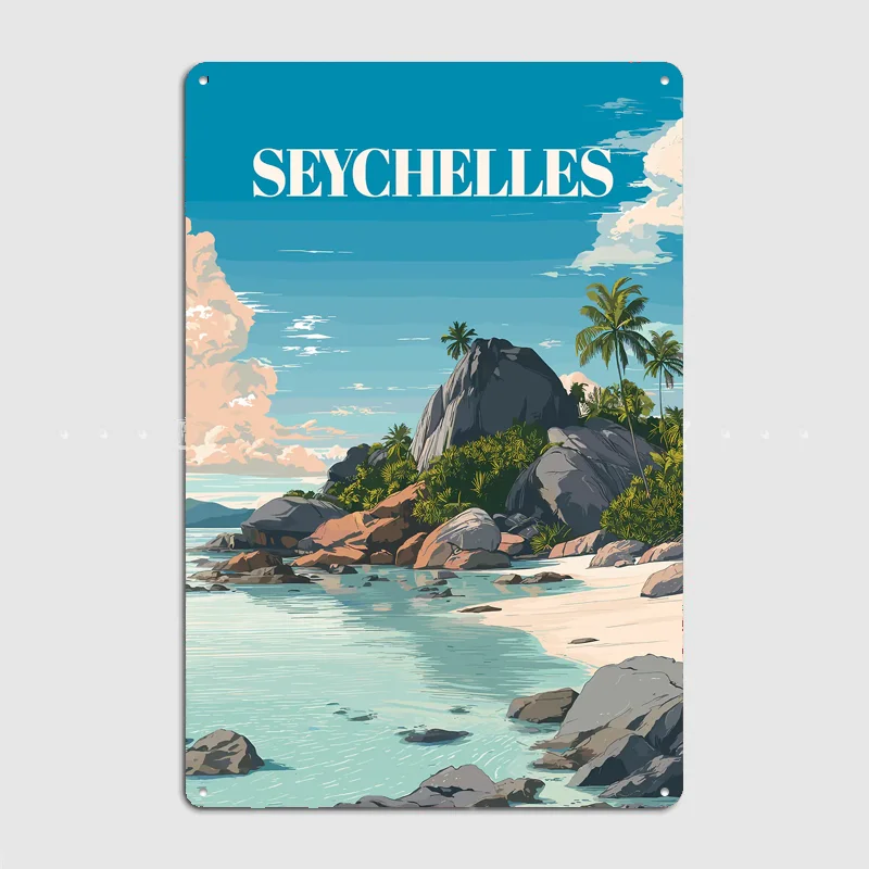 Seychelles Beach Travel Poster Metal Sign Room Decor Life Wall Custom Bedroom Indoor Home Wall Decor Posters Room Decoration