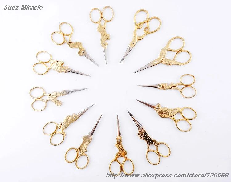 

Twelve Chinese Zodiac Titanium color Vintage Scissors Steel home use Tailor's Scissors For Fabric Sewing Accessories cute gift