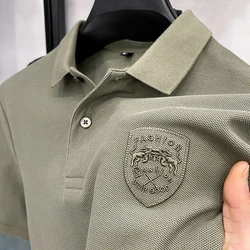 High Quality Men's Exquisite Embroidered Summer Short Sleeved Polo Shirt New Business Leisure Lapel T-Shirt Top Men's Clothing