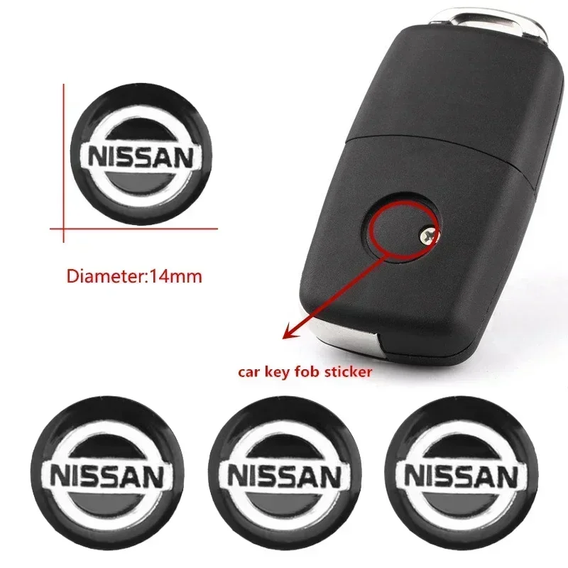 3pcs 14mm Alloy Car Key Fob Emblem Auto Key Logo Sticker Styling for Nissan Qashqai Juke Sentra Altima Versa Maxima Almera Rogue