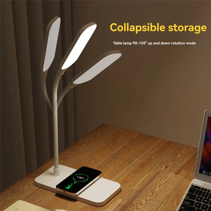 

T98C-15W LED Desk Lamp Wireless Charging Desk Lamp Adjustable Light Eye Protection Desk Lamp Flexible Touch Activated White