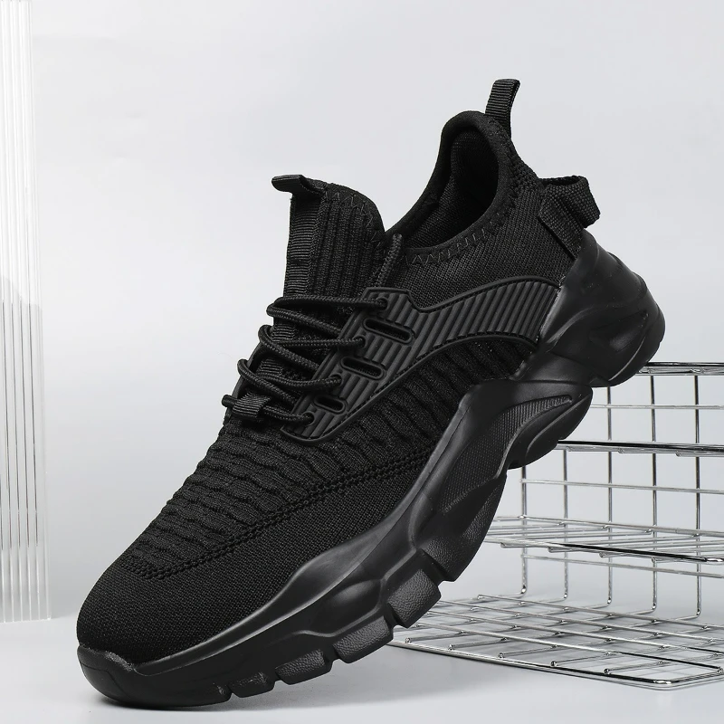 Men's shoes Four Seasons new plus size Flying weaving Lightweight Breathable Casual Sports Shoes Soft Sole Outdoor Running Shoes