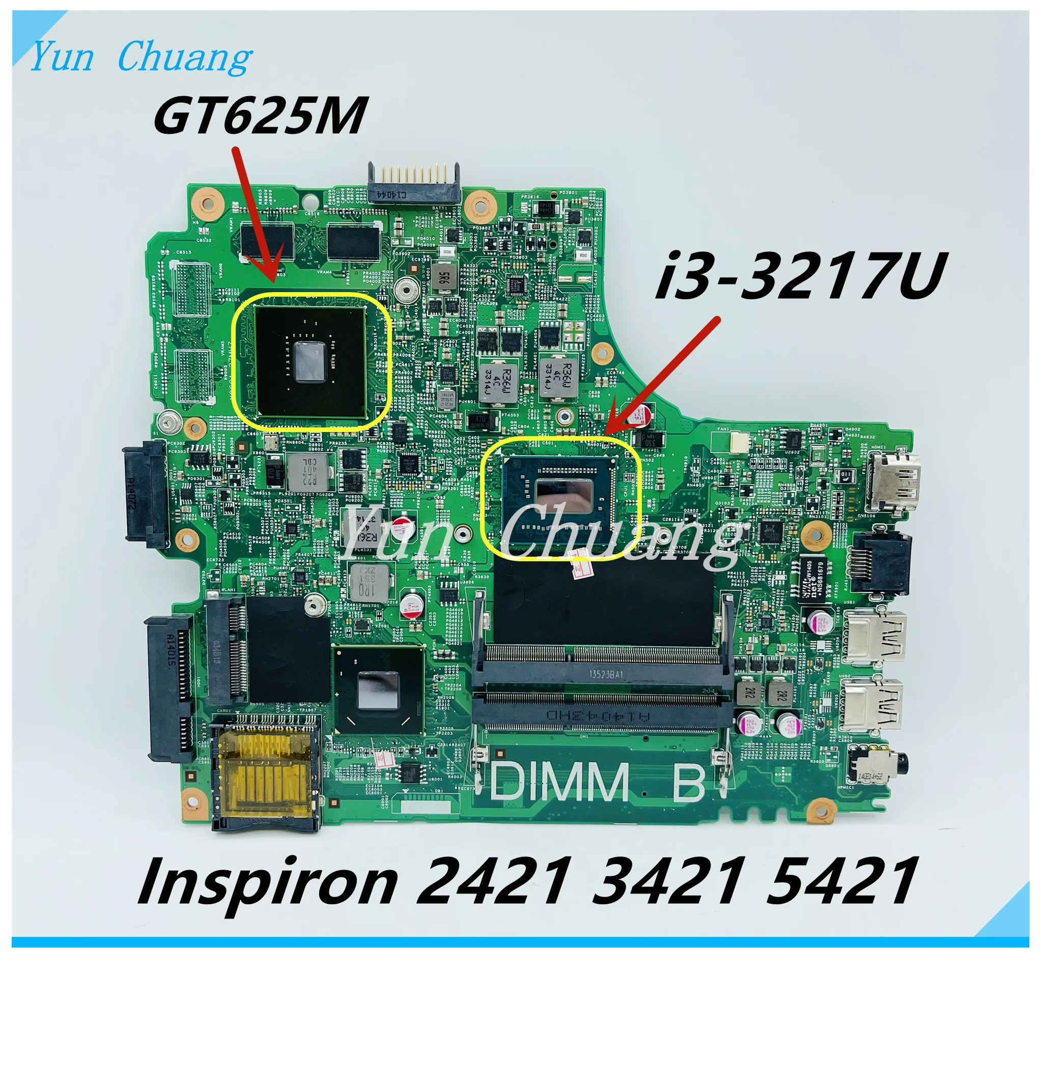 

CN-0CHXVJ 0CHXVJ для dell Inspiron 2421 3421 5421 материнская плата для ноутбука 12204-1 Материнская плата с процессором i3-3217U GT625M GPU DDR3
