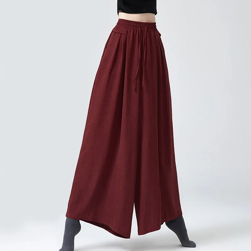 الرقص الكلاسيكي الأنيق فضفاض ورقيق واسعة الساق السراويل الرقص السراويل الصينية الحديثة ممارسة الرقص الجسم