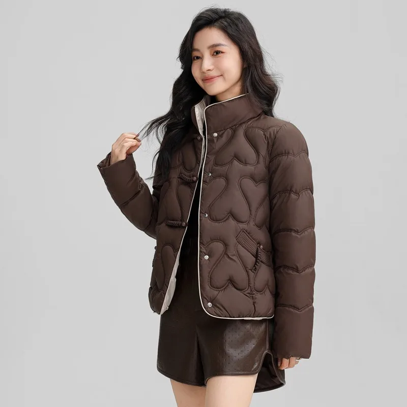 2024 Winter New Women's Padded Down Jacket - Plush Cozy Stand-Up Collar Short Cotton Coat with Loose Fit