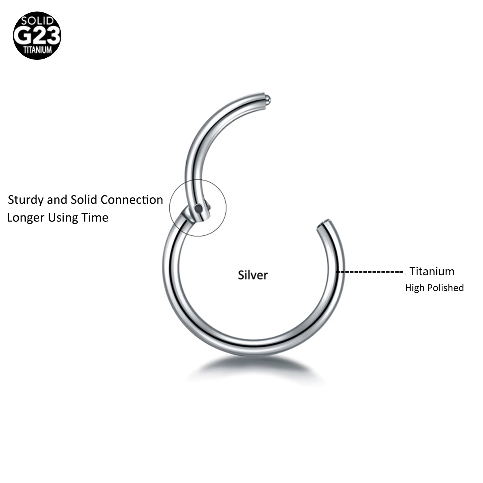 1/5PCS Titanium Segment Nose Rings Gold Color Body Clips Hoop For Women Men Conch Helix Cartilage Rook Earring Piercings Jewelry