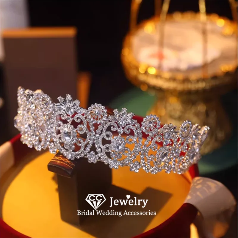 

CC Bridal Tiaras Wedding Hair Accessories Women Headpiece Engagement Jewelry 100% Handmade Shining Crystal Coronets Party AN454