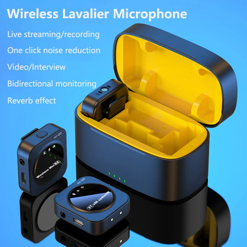 

Wireless Lapel Microphone 2.4G Bluetooth Lavalier Mic with Charging Box Noise Cancel Microphone for Android/iPhone/Camera/Laptop