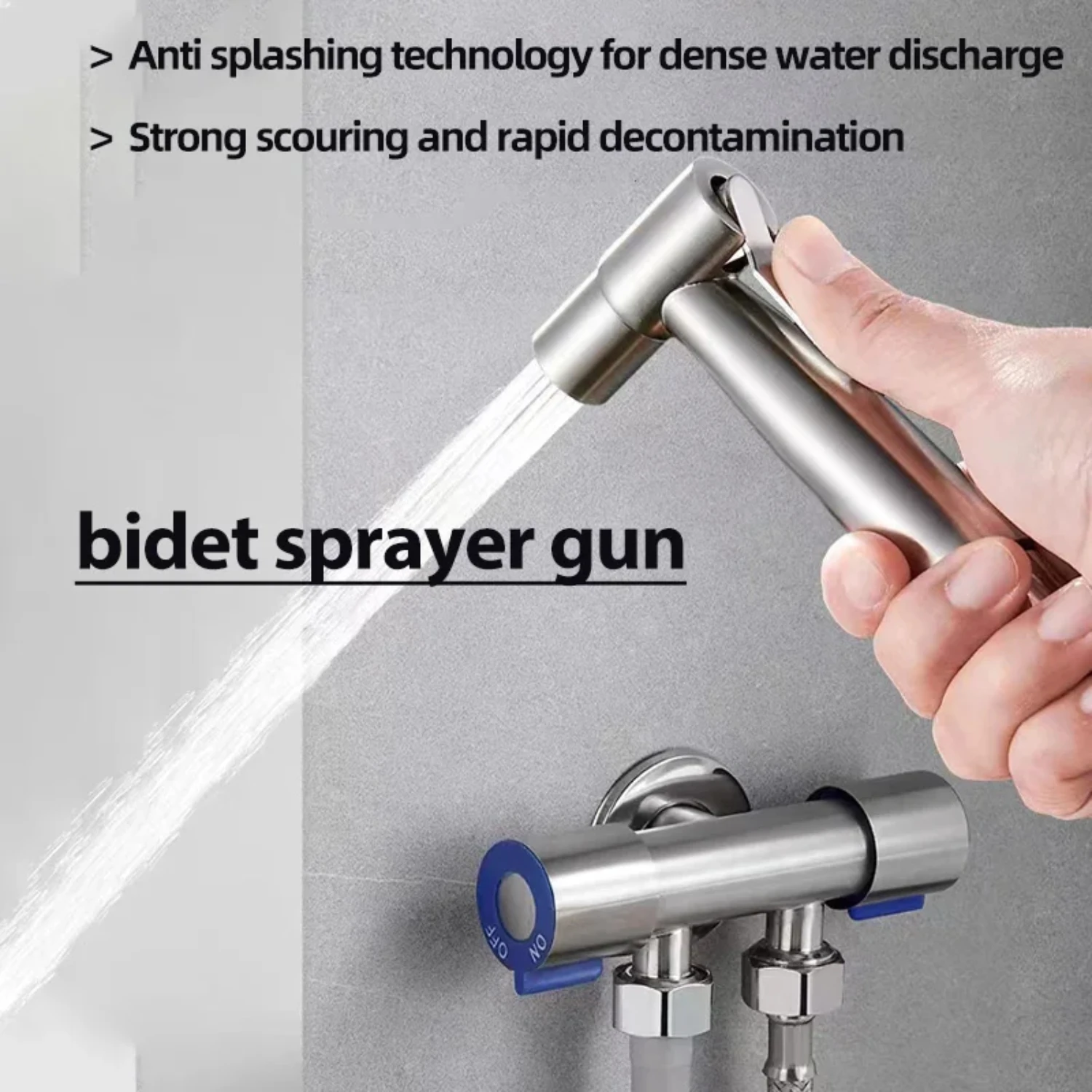 304 Stainless Steel Angle Valve Toilet Companion Flushing Spray Gun One in Two Out Dual Control Tap