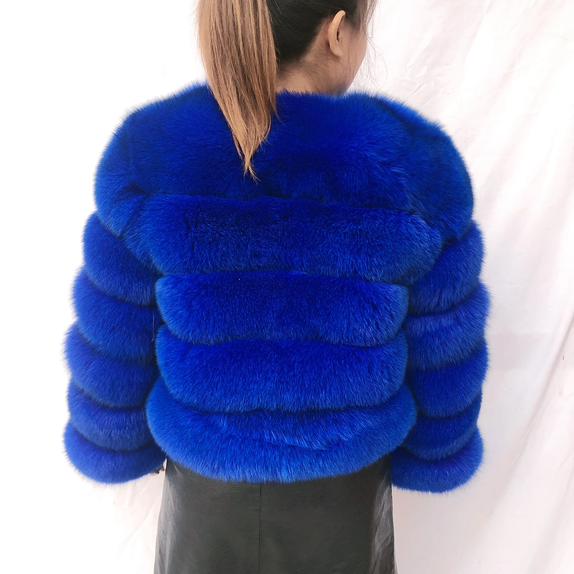 Real fox fur coat with full sleeves fluffy fur jacket for women winter fur coat warm raccoon fur jacket