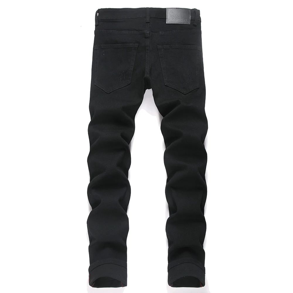 الرجال جوكر طباعة الجينز مهرج شخصية التصحيح سليم مدبب السراويل فاسق الأسود الدينيم سراويل قطنية #2