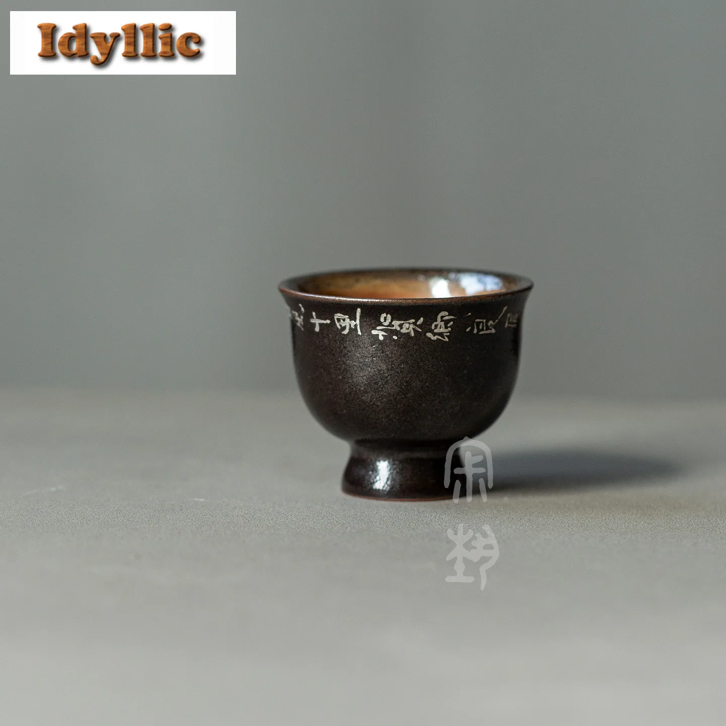 

2pc/lot Hand-painted Poetry Black Glaze Teacup Luxury Tea Bowl Tea Cup Set Tea-tasting Smelling Cup Chazhan Master Cups 35ml