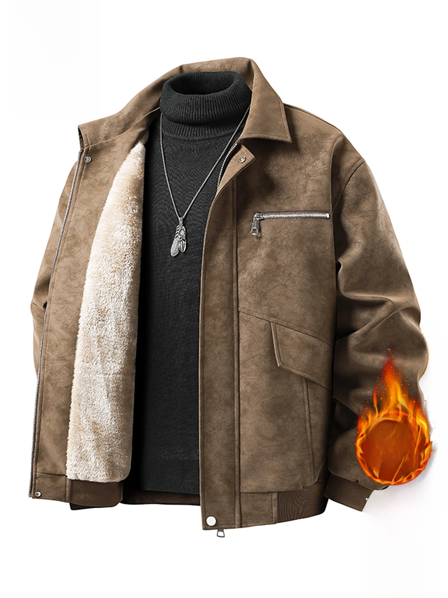 

PaulFrank Winter Thiened Fce Lined Flight Jaet Men's Loose Casual Sle New 2025 Faion Outerwear Warmth Guaranteed