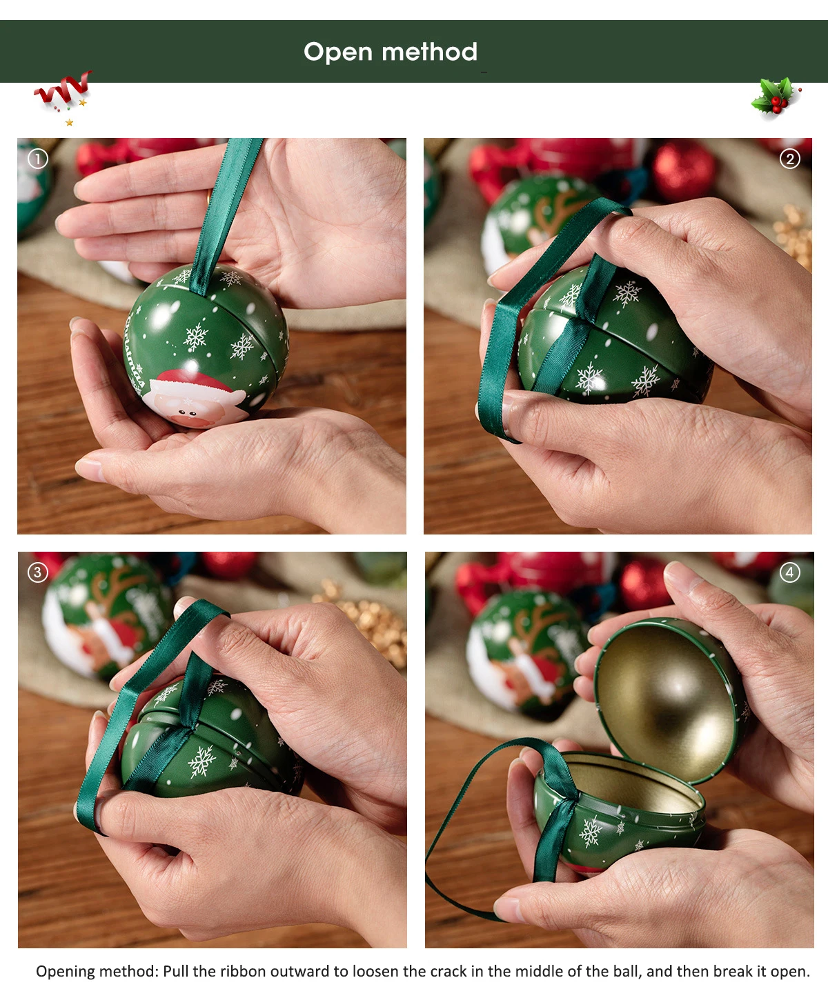 Santa Claus Decorations 7cm Candy Can Gift Ball Packaging Box Tin Ball Tinned Iron Christmas Candy Box For Christmas Parties