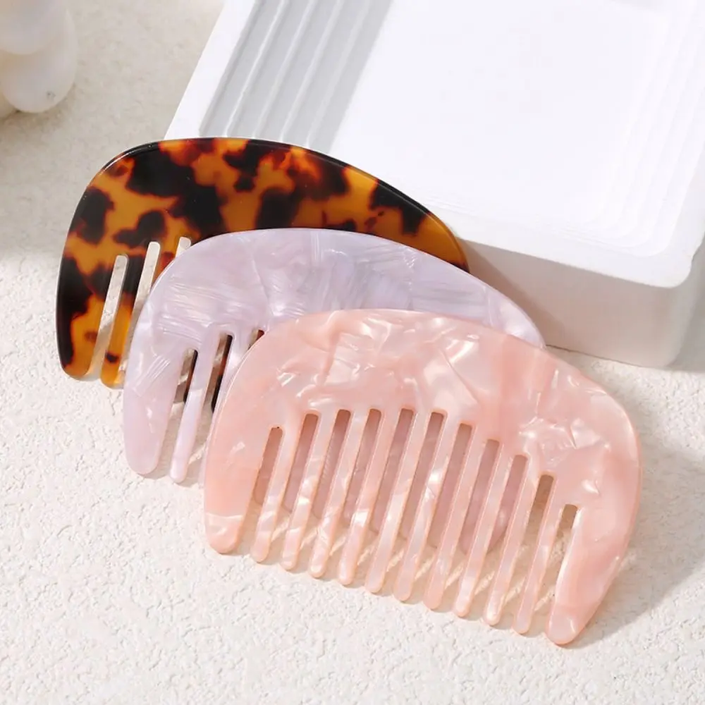 Marble Pattern Acetate Hair Comb Wide Tooth Pocket Comb Women's Anti-Static Hair Comb Portable Lightweight Scalp Massage Comb