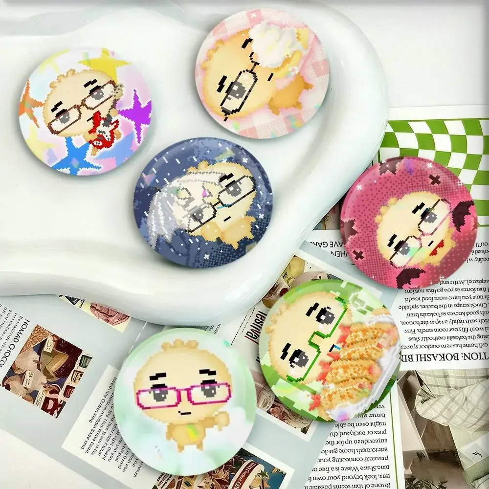 Glasses Dumpling Cute Y2K Badges 25 32 44 58 75 mm Round Fans Collect Friends Gifts Brooch Souvenir