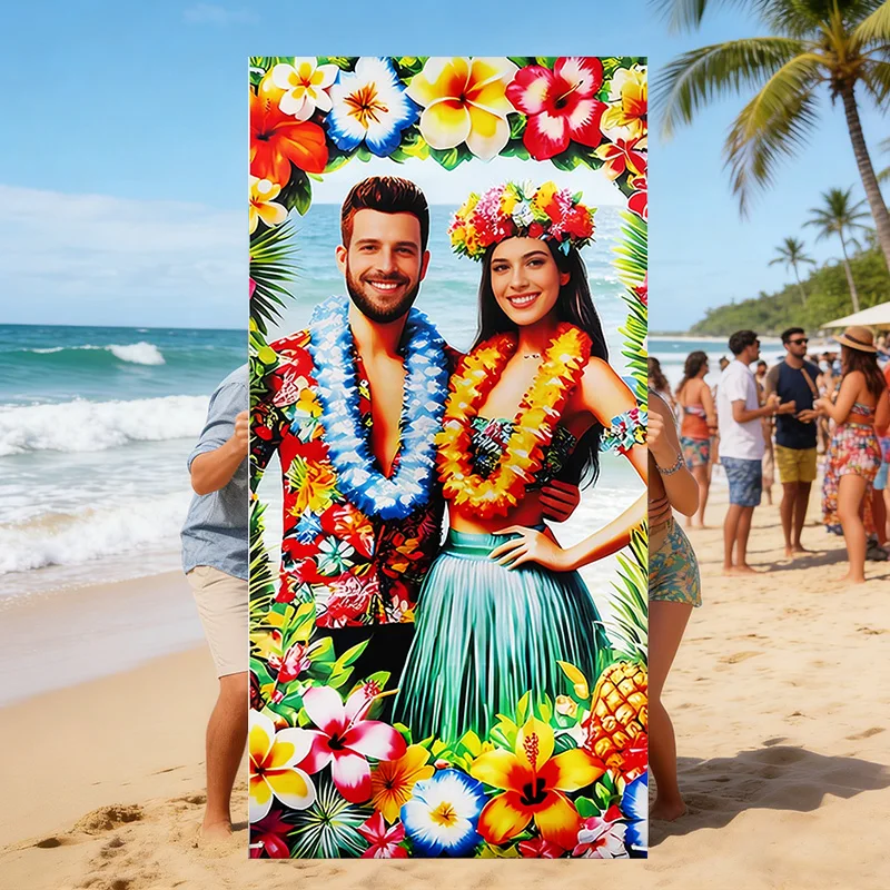 

1pc Hawaiian Luau Photo Banner Props Haning Photot Backdrop Frame Tropical Summer Beach Birthday Party Favors Decoratin Supplies