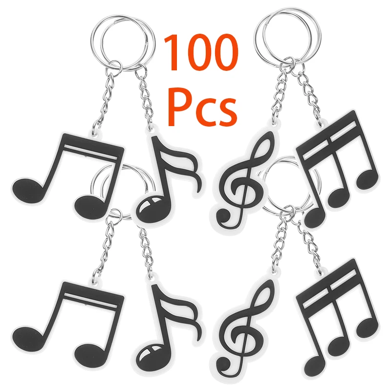 

100Pcs Music Keychain Purse Charms Music Microphone Pendant DIY Keychain Festival Dance Party Favors Music Style Key Chain