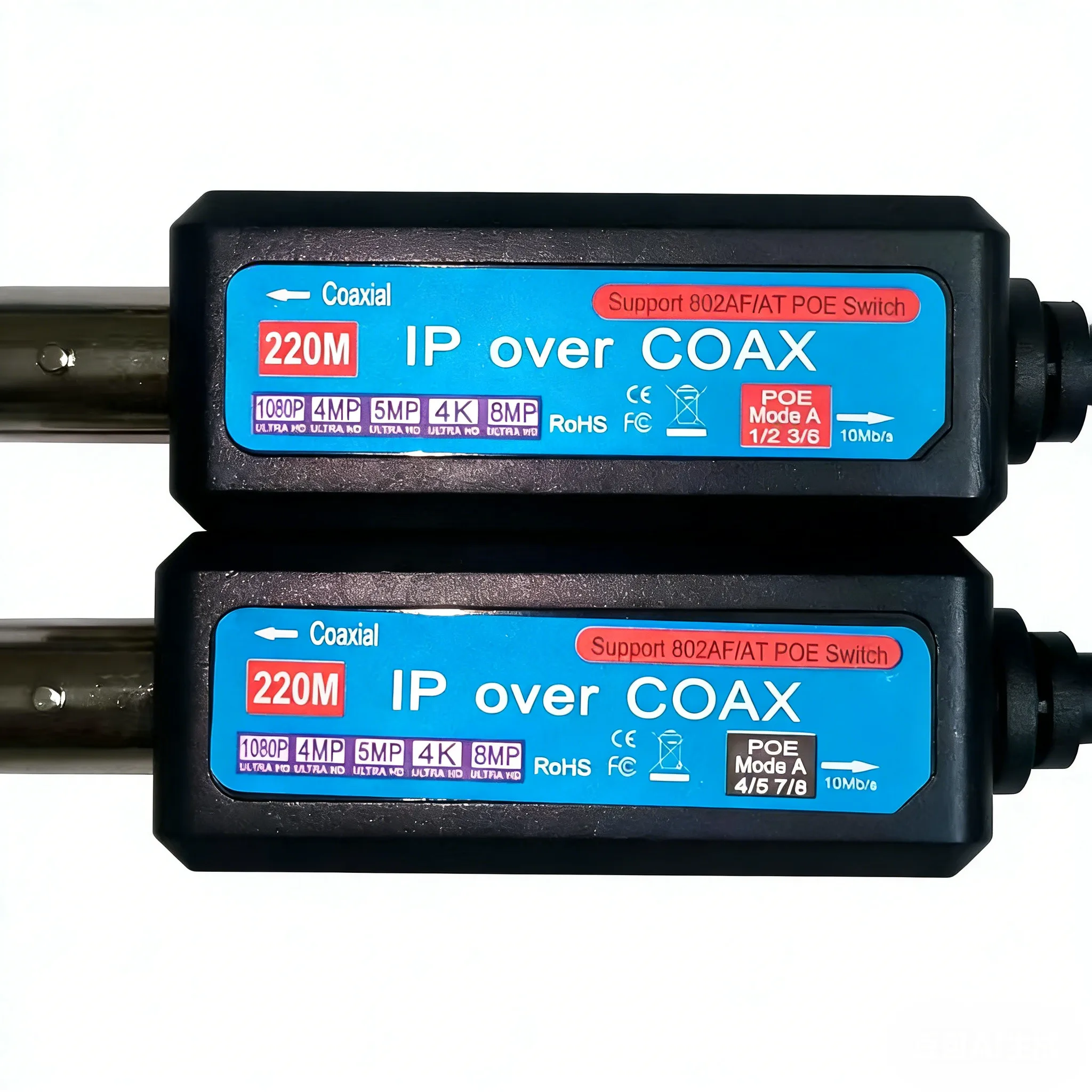 Passive IP Transmitter Extender over Coax EoC Passive Converter 220m Distance Support CCTV IP Camera DVR/NVR