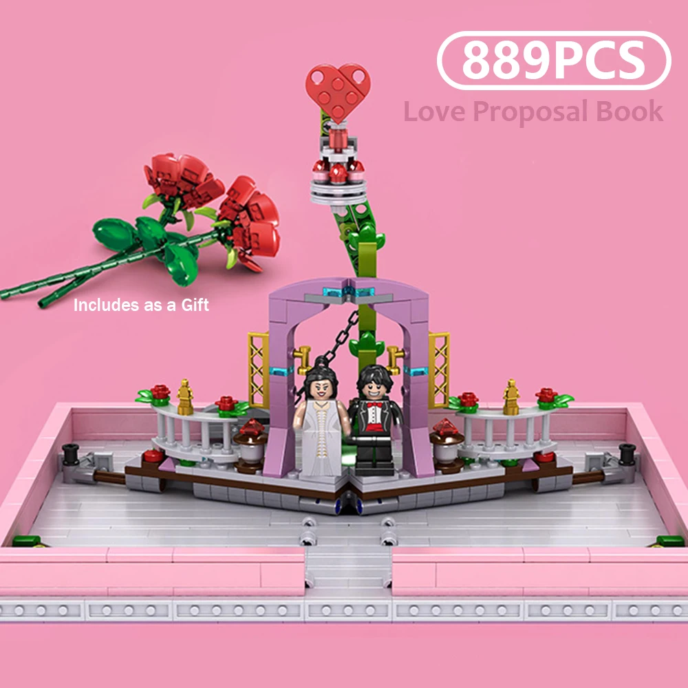 Creative Love Proposal Book Small Particles Building Blocks DIY Assembly Valentines Day Gift Romantic Expression Device