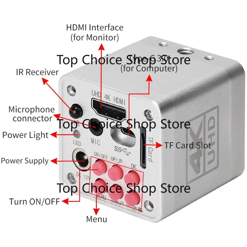 ultra hd 4k h-dmi 1080p usb industrial microscopic camera silver casing laboratory image capture