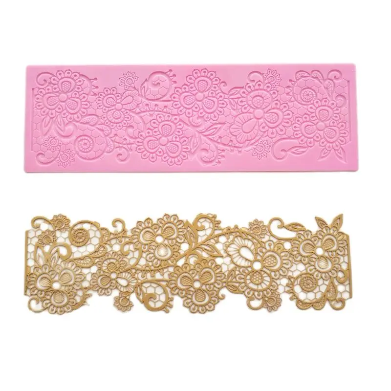 Silicone Flower Lace Cake Mold Fondant Cake Imprint Mold Flower Rattan Embossing Edge Mat For Wedding Cake DIY Decoration K657