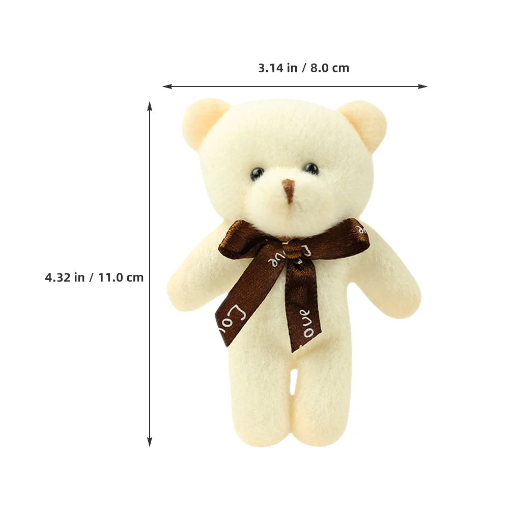 12 Pcs Bear Keychain Girls Toys Pendants for Backpacks Miniature Decor Plush Ring Charm Pp Cotton Child