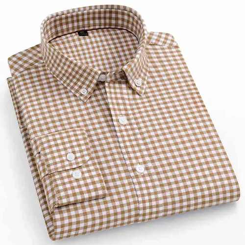 New In Shirt 100%Cotton Fashion Long Sleeve Shirts for Man Slim Fit Formal Plian Shirt Soft Casual Office Designer Plaid Clothes - Image 3