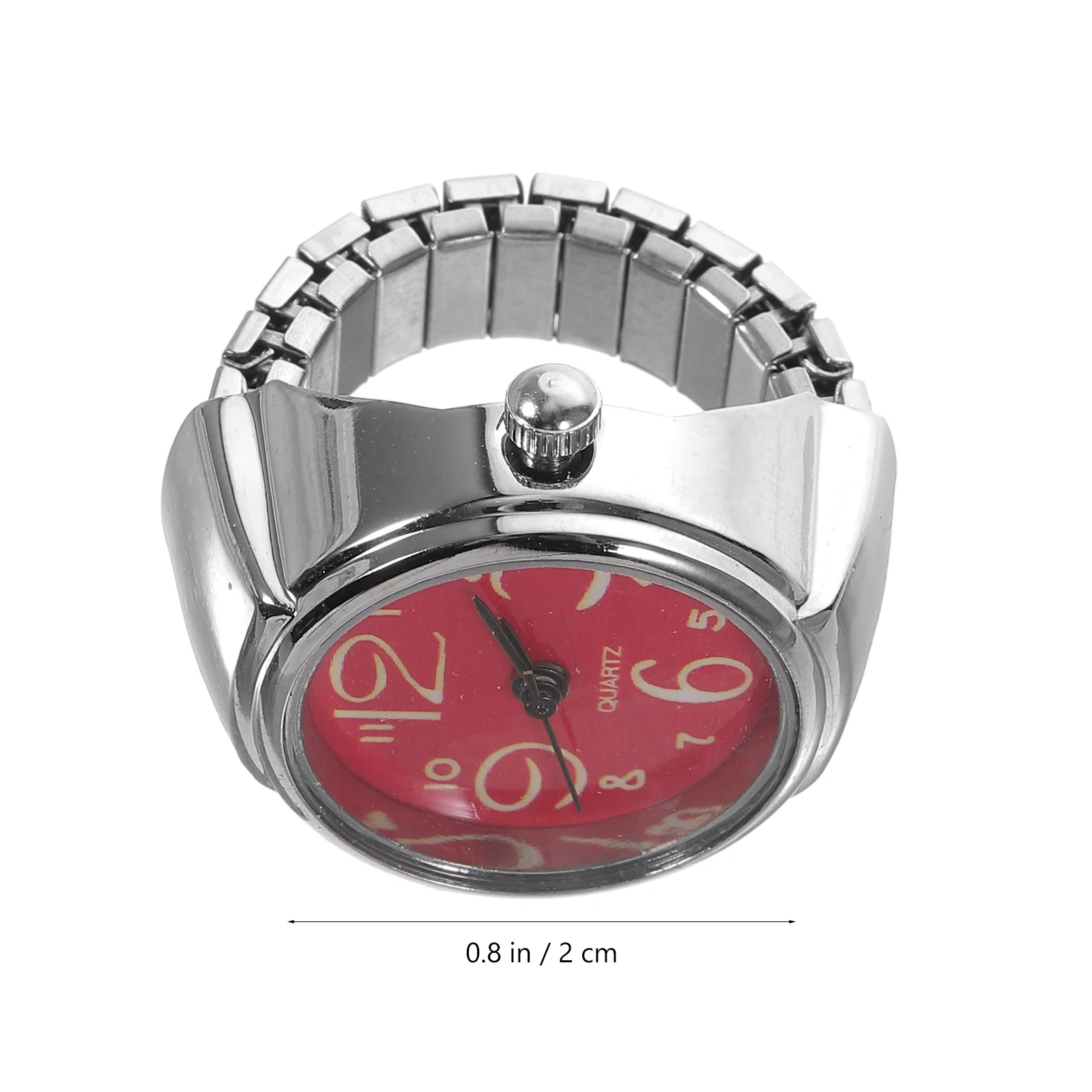 2pcs Couple Watches Big Number Display Mini Quartz Timepiece For Women Men Clear Time Reading Convenient Wearable Gift Ring