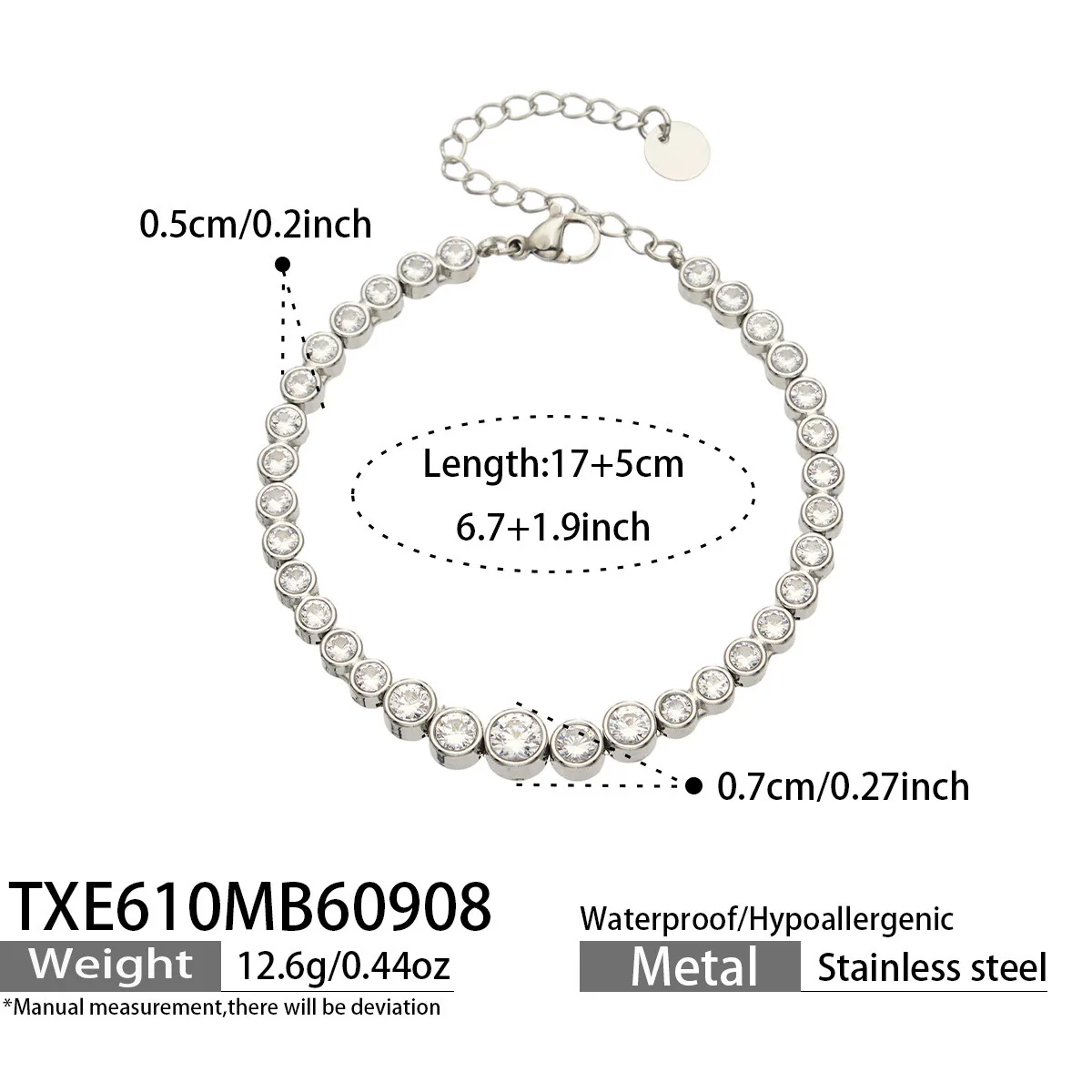 Boho Farbiger Zirkon Tennis-Schmuckset für Damen 18K Vergoldetes Edelstahl Farbverlauf Runde CZ Halskette Armband Ohrringe – Detail 10