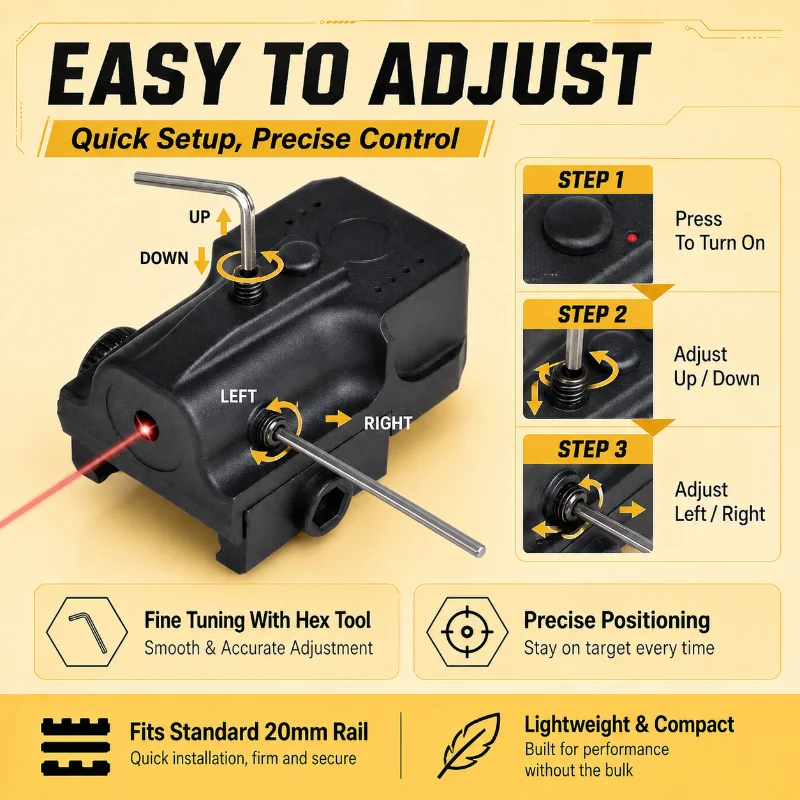 Hobby Display Accessory Mini Adjustable Red Light Indicator Under Mount Ornament 20mm Rail Fitting