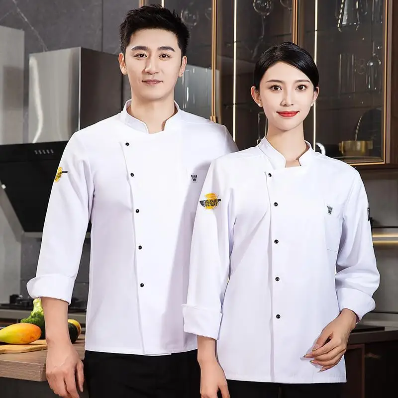 Chef Overalls ผู้ชายร้านอาหารฤดูร้อนแขนสั้น Catering Western เบเกอรี่แขนยาวชุดเชฟ