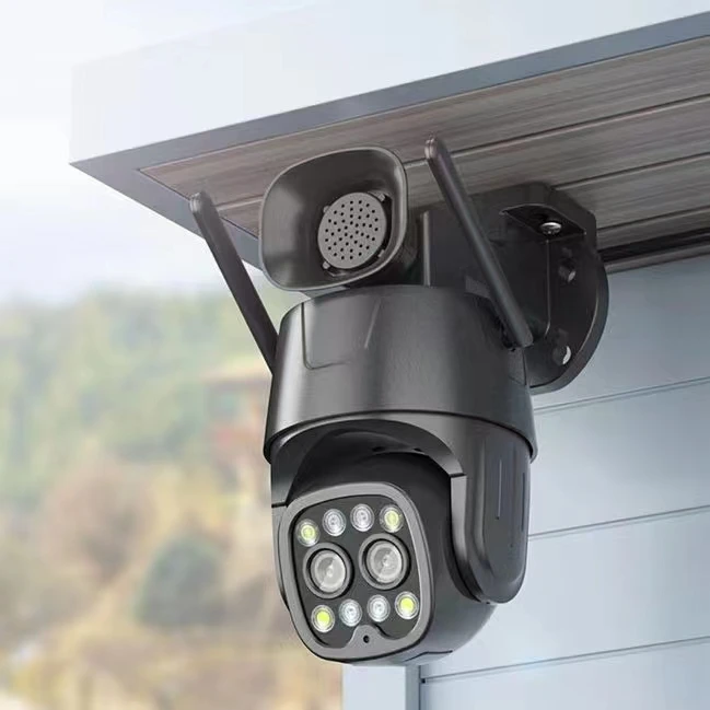 4MP 2K UHD CamHipro APP Dual Lens Full Color Wireless PTZ IP Camera 10X Zoom Far&Short Focal Big Siren Home Security Alarm Cam