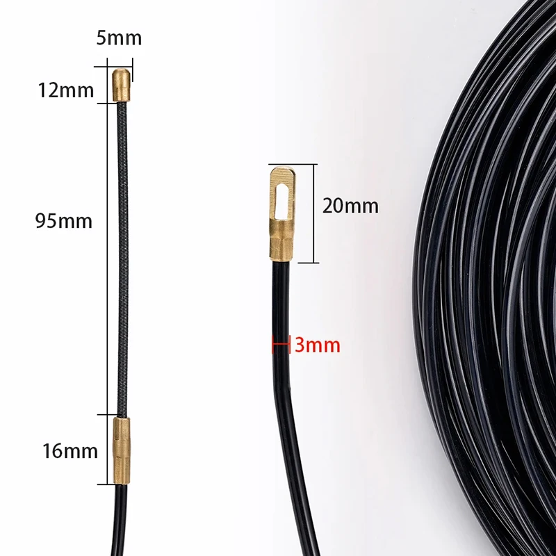 3mm 5M-30M Cable Puller Guide Push Puller Nylon Wall Wire Lead Electrician Spring Tape Conduit Threader Puller Wiring Aid Tool