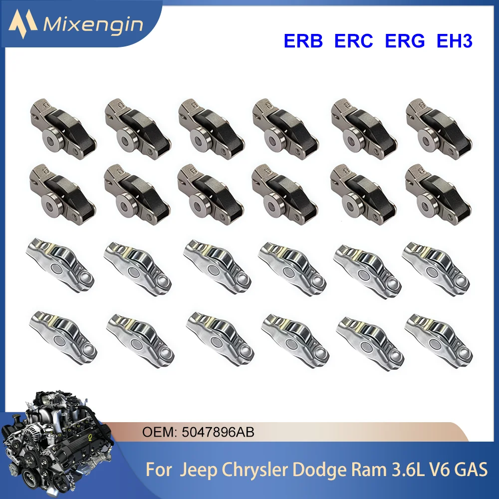 Engine Parts Fit 3.6L GAS ERB 24pcs Valve lifter Rocker arm For 16-24 Jeep Wrangler Dodge Chrysler Ram Promaster 1500 2500 3500