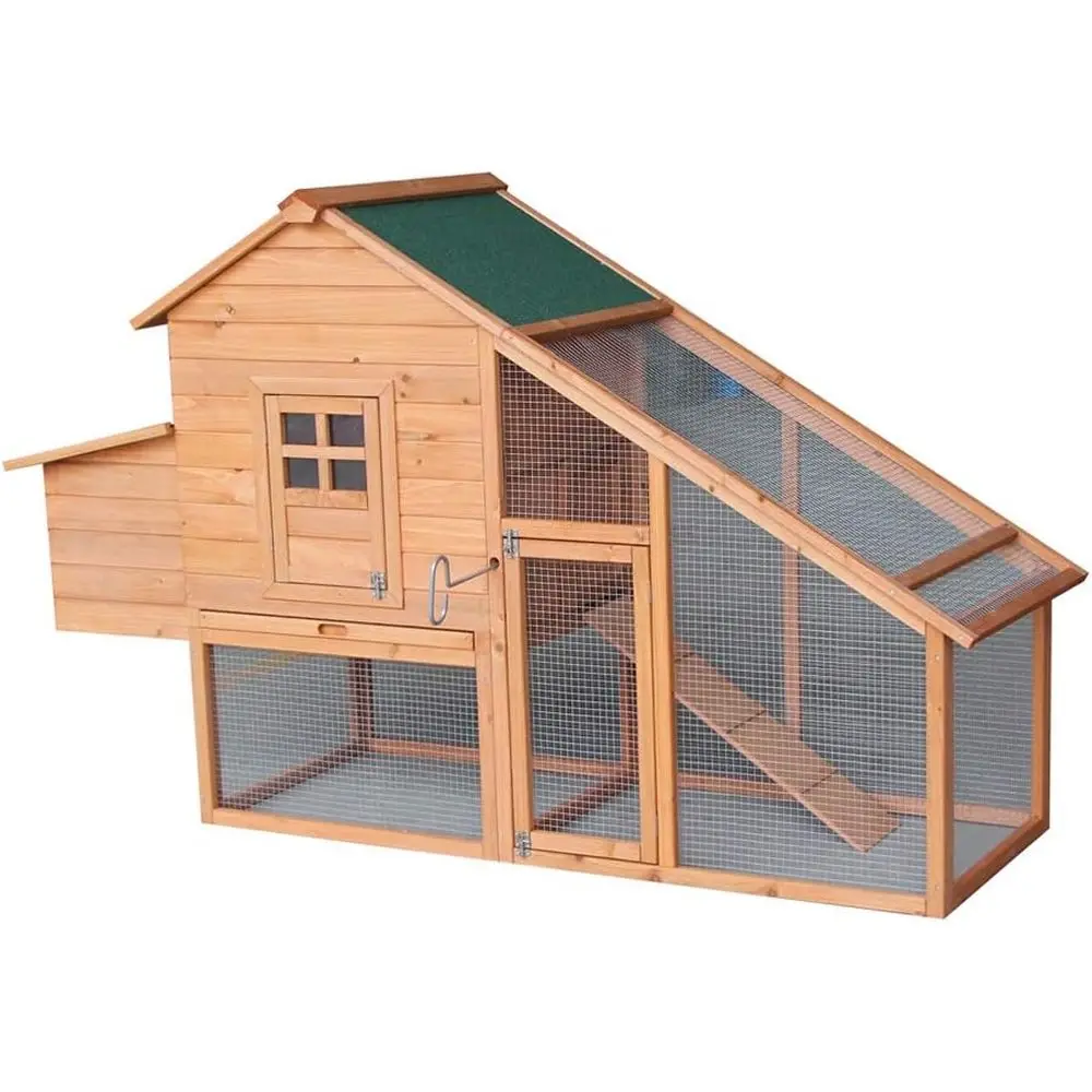 

Outdoor Wooden Chicken Coop,Multi-Level Hen House, WaterprooPet Rabbit Hutch n Coop Cage Hen House Poultry Cage with ps, Run, Ne