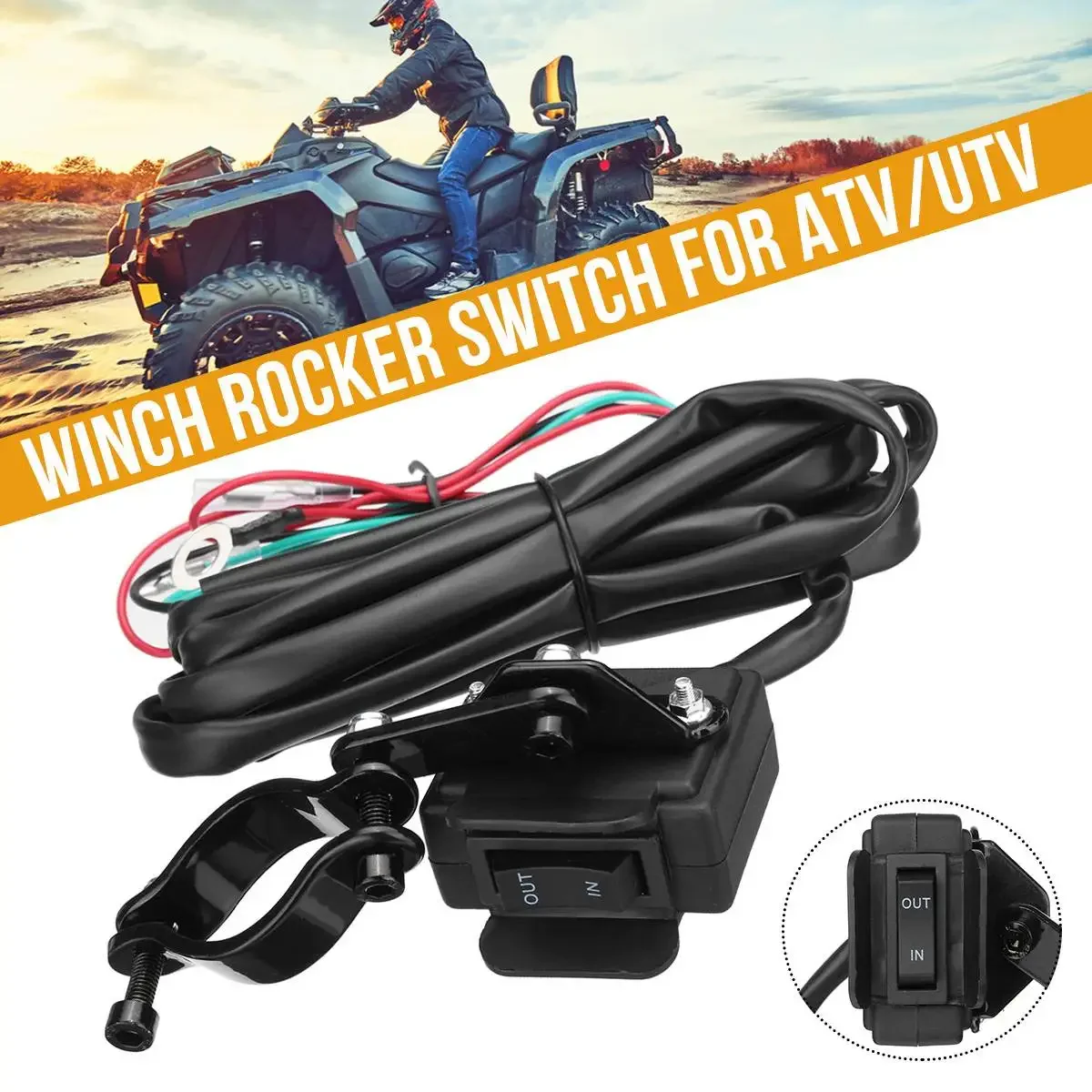 

Motorcycle ATV/UTV Winch Rocker Thumb Switch with Mounting Bracket Handlebar Control Line Kit Winch Accessories New