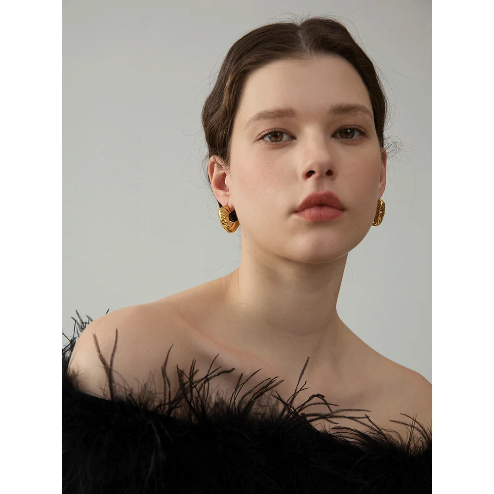 Yhpup Big Promotion Stainless Steel C Shape Geometric Hollow Unusual Earrings Waterproof Metal Daily Jewelry Wholesale